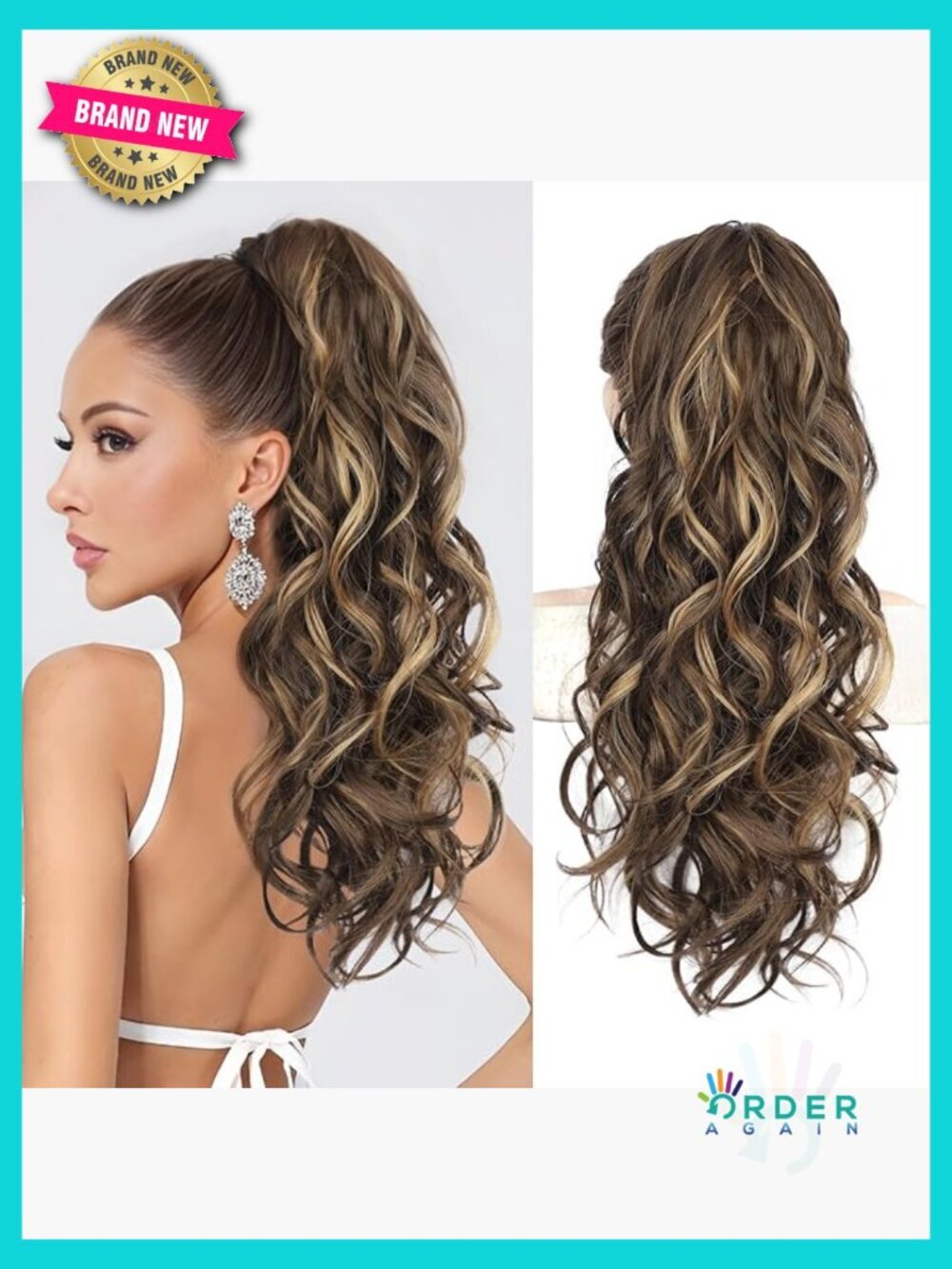 24 Inch Wavy Ponytail Extension Claw Clip Synthetic Fluffy Hairpiece Daily Party